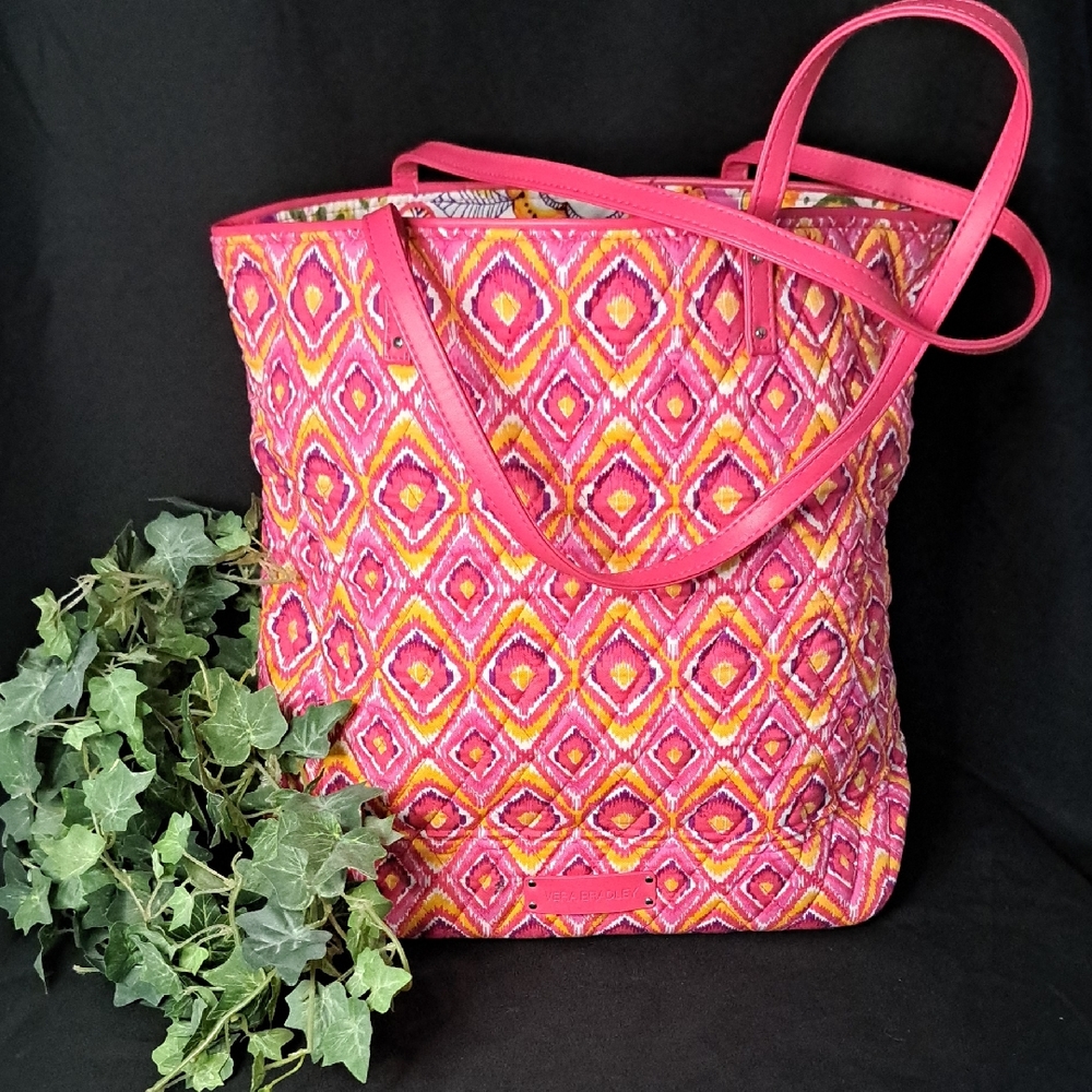 Vera Bradley Pink and Yellow Geometric Tote Bag